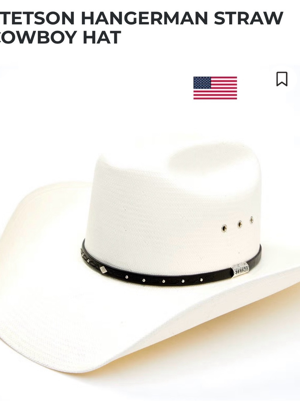 New Stetson Hagerman 7-5/8 Men's Straw Cowboy Hat - White